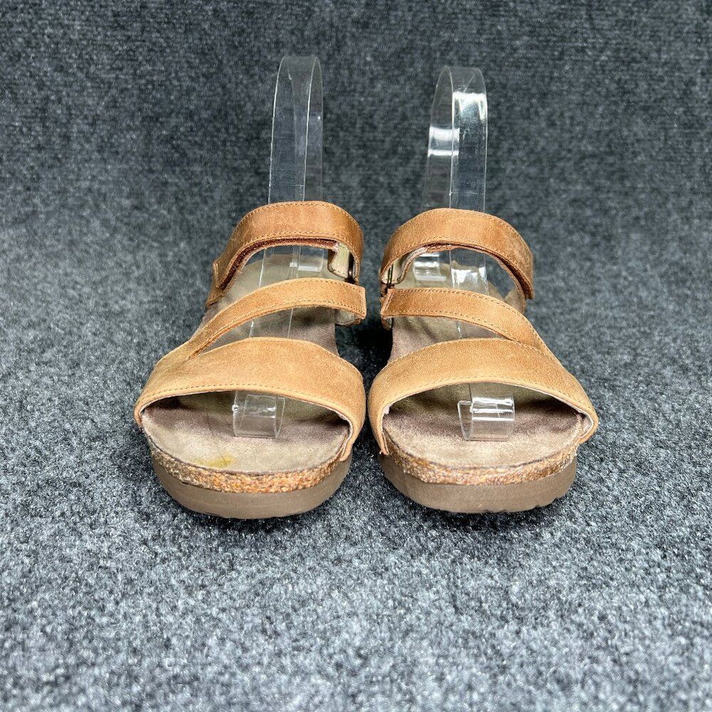 NAOT Sandals Womens Size 7.5 Brown Leather Strap Comfort Casual Slide Flip Flops - Picture 2 of 11